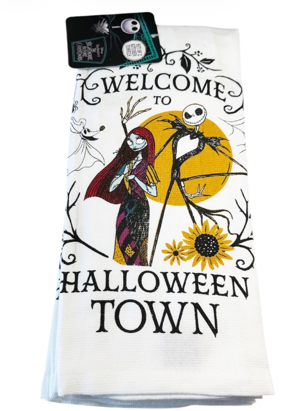 NEW Disney Tim Burton’s  WELCOME TO HALLOWEEN TOWN Kitchen Towel Set/2